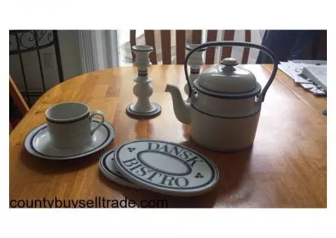 Dansk Cups/Saucers/Candlestick Holders/Hot Plates/Teapot